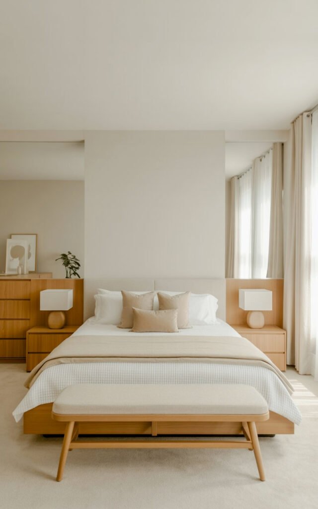 Neutral couple bedroom feeling like new shared space perfect for newly married couples