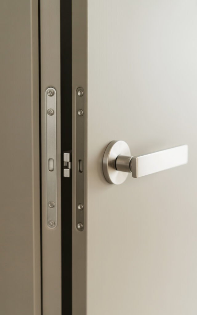 Integrated flush door hardware creating seamless contemporary luxury detail